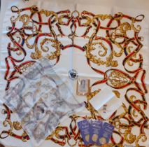 Commemorative items to include a Viyella silk 2002 Queen's Jubilee scarf, a Queen Elizabeth II