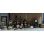 A selection of clocks, clock cases and parts for spares or repairs to include a gilt metal French