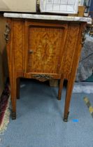 19th century French marquetry and marble bedside cabinet Location: