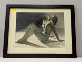 A mid 20th century nude portrait photograph, framed and glazed Location: