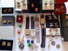 Late 20th Century and modern gents cufflinks to include Next, watches to include a Lorus gold tone