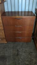 A mid 20th century teak G-Plan style chest of drawers on square feet Location: CON