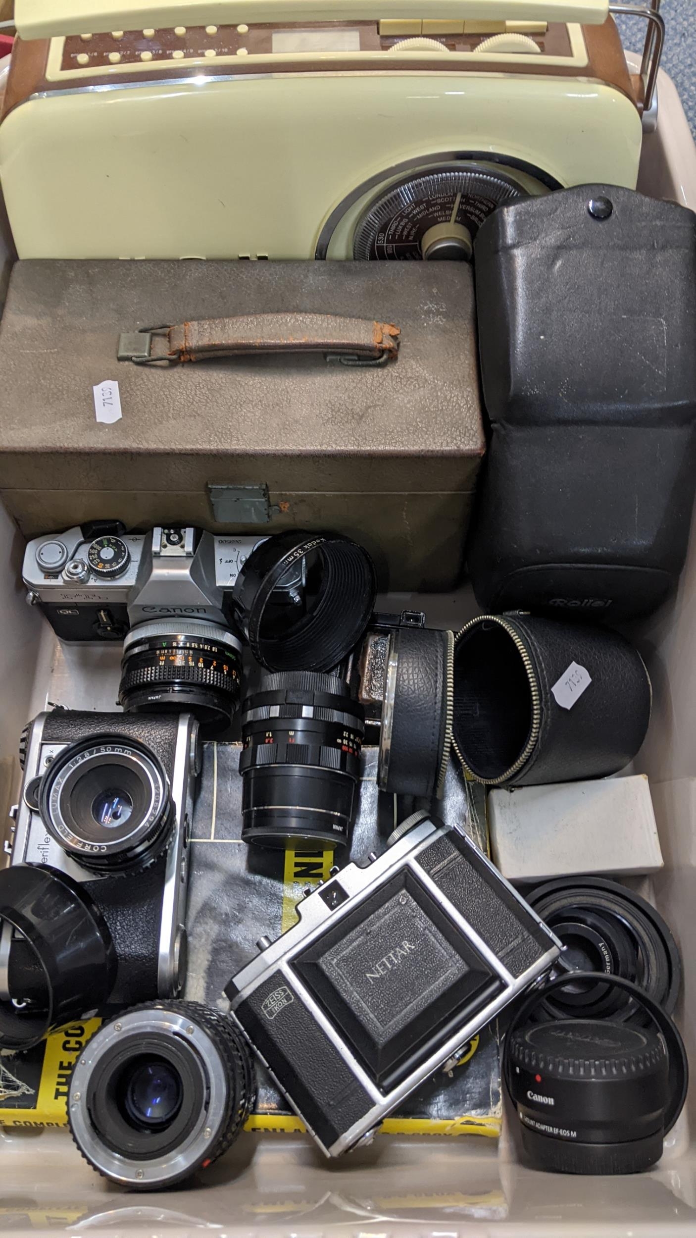 Mixed cameras to include a Periflex, Canon and others together with a Cine Kodak and a Bush radio