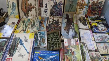 A collection of boxed mainly Airfix model kits to include German Half-Track, Buffalo Amphibian &