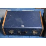 A Vintage Travelling Trunk with Wooden Mount, 68x25x45cm