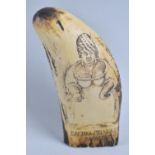 A Resin Scrimshaw Whale Tooth, 12cms High