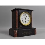 A Late 19th Century Slate and Marble Mantel Clock of Architectural Form, In Need of Attention,