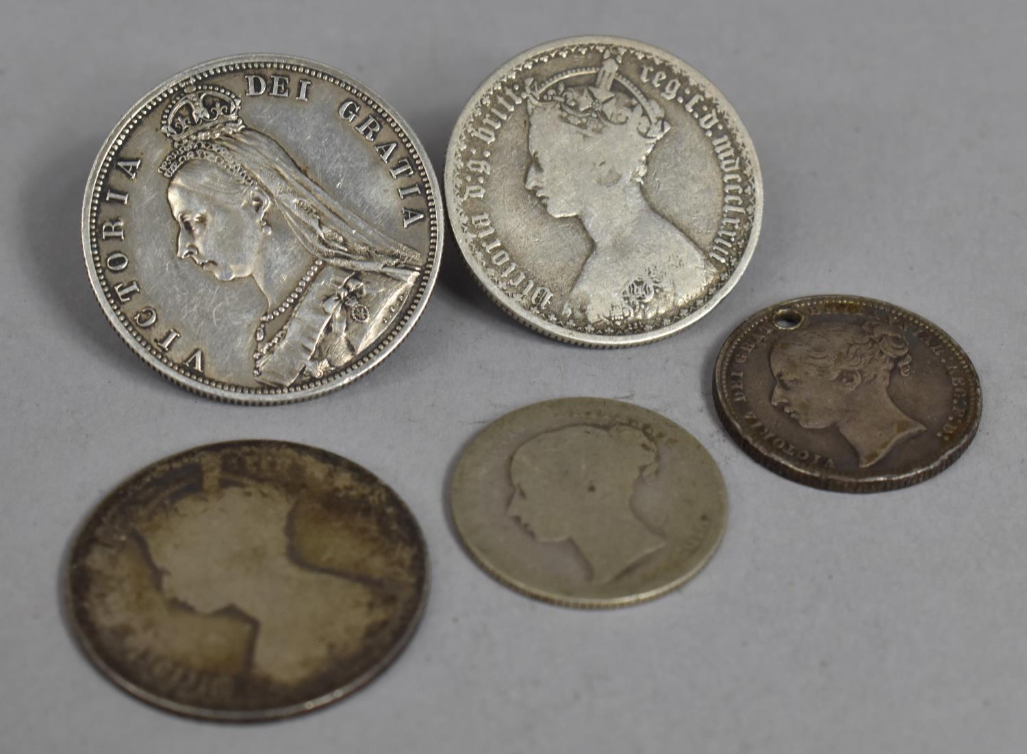 A Collection of Various Victorian Silver Coinage to comprise Florin, Half Crown Dated 1887, Shilling