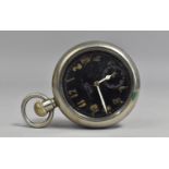 A Black Faced Button Wind Military Pocket Watch having Subsidiary Dials, Black Face Marked for H