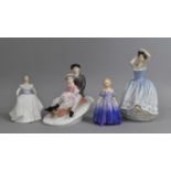Four Figures to include Coalport Winters Frolic, Juliette, Royal Doulton Marie and Shiela, Most with