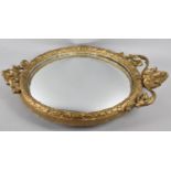 An Ornate Gilt Framed Convex Mirror with Scrolled and Pierced Finial and Apron, 34mm Diameter