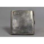 A Silver Cigarette Case, 101.9g, Birmingham Hallmark, 8x8.3cm, with Engine Turned Design and