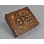 An Italian Sorrento Inlaid Burr Wood Two Division Card Box, 7.5cms by 10cms by 3cms High