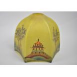 A Mid/Late 20th Century Opaque Green Glass Shade with Hand Painted Chinoiserie Design in Multi-