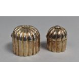 Two Small Silver Boxes of Domed Reeded Flower Head Form with Hinged Lids, Stamped 925, 70.1g