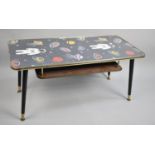 A Mid/Late 20th century Coffee Table with Splayed Tapering Turned Supports, Stretcher Shelf Under,