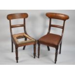 Two 19th Century Mahogany Bar Backed Dining Chairs, Turned Front Supports and Splayed Back, One