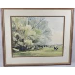 A Framed Watercolour, Cattle Grazing under Tree by John Mellor