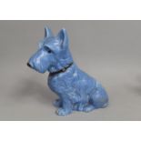 A Large Sylvac Study of a Seated Terrier, 1209, Blue Glaze 28cms high, Condition Issues