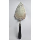 A Late 19th Century Silver Plate and Ebonised Wooden Handled Presentation Trowel, Inscribed "