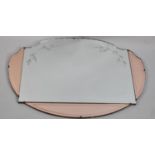 A Mid/ Late 20th Century Mirror with Coloured Panels, Bevelled Edge with Floral Design, 75x54cms