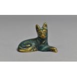 A Patinated Bronze Study of Recumbent Alsatian Puppy, 4cms Long