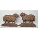 A Pair of Cast Iron Door Stops in the Form of Sheep, 19cms High