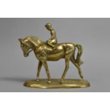 A Brass Study of a Horse and Jockey, 15.5cms high