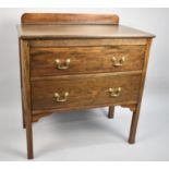A 20th Century Oak Chest with Two Drawers, Having Drop Brass Handles, Galleried Back (Has Been