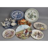 A Collection of Various Ceramics to comprise Blue and White Willow Pattern Teapot, Plates, Royal