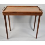 A Dovetail Jointed Folding Tray Table with Folding Legs and Brass Fittings, In Need of Some