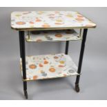 A Mid/Late 20th Century Two Tier Trolley with Stretcher Shelf Under Top decorated with Patterned