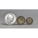 Three Georgian Silver Coins, George III 1816, George IV 1821 and a Further 1836 Coin (Rubbed)