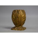 A Gilt Bronze Item, possibly for Matches, Oval Form having Leaf Design, 4cms high