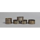 A Collection of Five Various Silver Napkin Rings, 76g