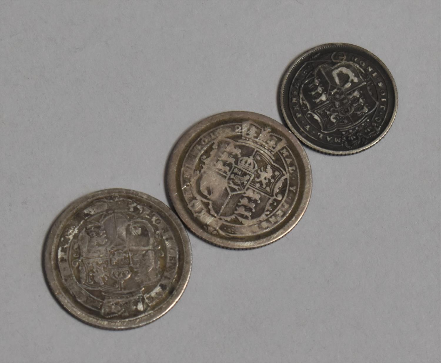 Three Georgian Silver Coins, 1816 & 1817 Shillings Together with a 1816 Sixpence - Image 2 of 2