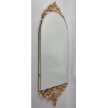 An Arched Ornate Framed Bevel Edged Mirror, 76x34cms