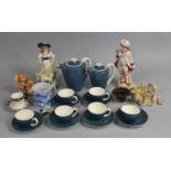 A Collection of Various Ceramics to comprise Poole Coffee Set, Bisque Figures, Spode Fisherman