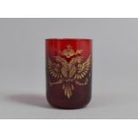 A Small Ruby Shot Glass, with Russian Motif, 4cm high