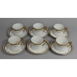 A 19th Century Porcelain Gilt and White Decorated Tea Set, Decorated with Swag and Greek Key Trim to