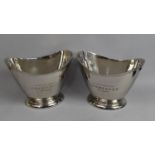 A Pair of Large Oval Two Handled Silver Plated Wine Coolers for Champagne Du Louvois, 35.5cm wide