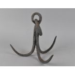 A Vintage Wrought Iron Three Pronged Grappling Hook, 21cms High