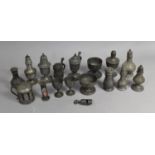 A Collection of Various 19th Century Pewter Items to comprise Pair of Egg Cups with Chased