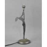 An Art Deco Table Lamp Decorated with Silhouette of Nude Maiden, 37cm high