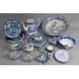 A Collection of Various 19th century and Later Blue and White to comprise Pickle Dish, Bowl Slop