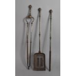 A Set of Three 19th Century Steel Long Handled Fire Irons, the Poker 73cm Long