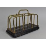 A Late Victorian Brass Mounted Two Division Letter Rack on Ebonized Plinth Base, 19.5cms Wide