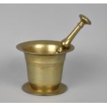 A 20th Century Brass Pestle and Mortar, 12.5cms Diameter and 9.5cms High