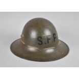 An Origina WWII British Civil Defence Zuckerman Steel Helmet, Stencilled SFP (Supplementary Fire