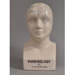 A Reproduction Ceramic Crackle Glaze Phrenology Bust, 28cm High